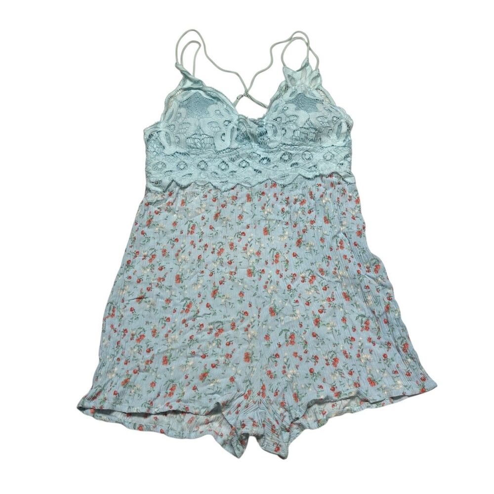 Y2K Romper Floral Smocked Spaghetti Strap Cottage Core